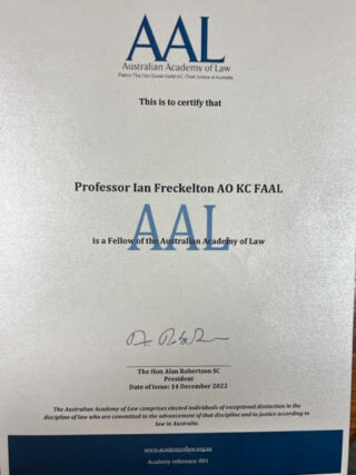 Australian Academy of Law - Dr Ian Freckelton AO KC